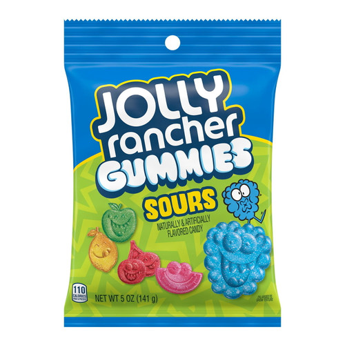 Jolly Rancher, Assorted Fruit Flavored Gummies Sours Candy, Movie Snack, 5 Oz, Bag