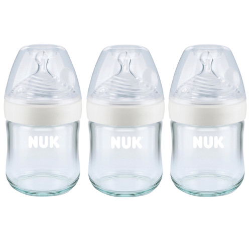 Nuk Simply Natural Glass Bottles, 4 Oz, 3 Pack