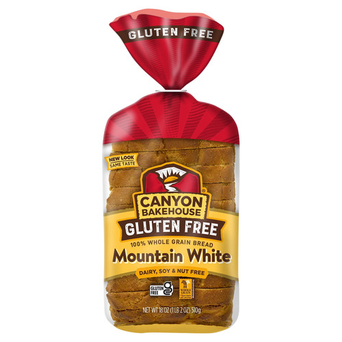 Canyon Bakehouse Mountain White Bread, Gluten Free Bread, 100% Whole Grain, Frozen, 18 Oz Loaf