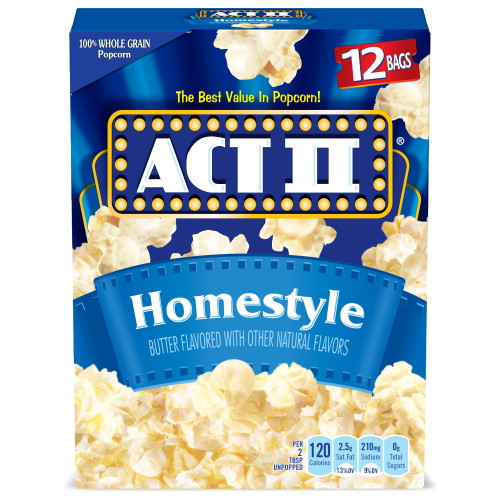 Act Ii Homestyle Microwave Popcorn, 2.75 Oz. 12-count