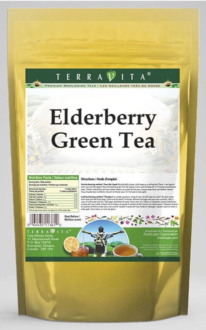 Terravita Elderberry Green Tea, (elderberry, Green Tea Bags, 25 Tea Bags, 1-pack, Zin: 532474)