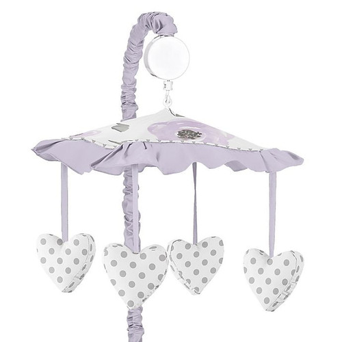 Lavender Watercolor Floral Baby Crib Musical Mobile By Sweet Jojo Designs