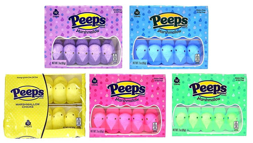 Easter Marshmallow Chicks Peeps Variety Pack 50 Ct, 5 Pack Flavor May Vary