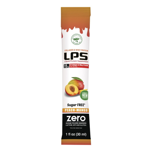 Lps Sugar Free Collagen & Whey Liquid Protein Supplement By Nutritional Designs, Peach Mango Flavor, 15g Protein/packet, 25 Packets