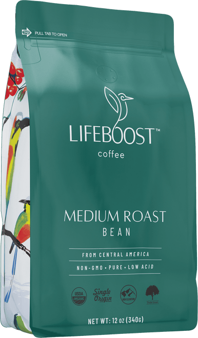 Lifeboost Coffee - Medium Roast Coffee Beans, Organic, Low Acid, Non-gmo