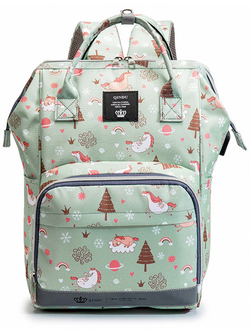 Fashnice Baby Newborn Waterproof Handbag Multi Pockets Portable Diaper Bag Nappy Adjustable Strap Mommy Bags Usb Port Stroller Pushchair Green