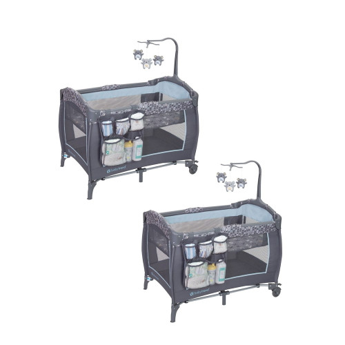 Baby Trend Trend-e Nursery Center Play Yard With Wheels, Starlight Blue (2 Pack)