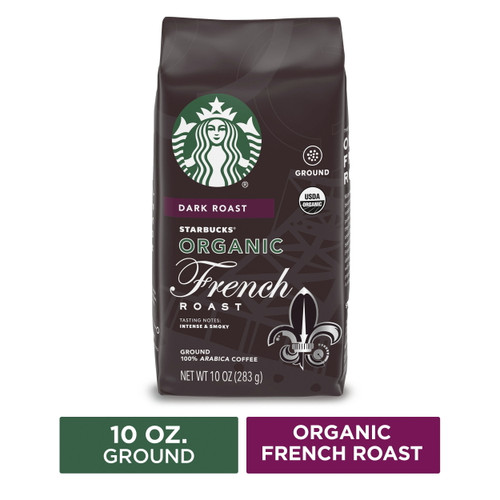 Starbucks Dark Roast Ground Coffee — Organic French Roast — 100% Arabica — 1 Bag (10 Oz.)