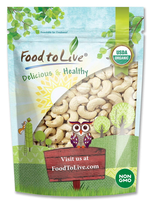 Organic Whole Cashews, W320, 0.5 Pounds — Non-gmo, Kosher, Vegan, Raw — By Food To Live