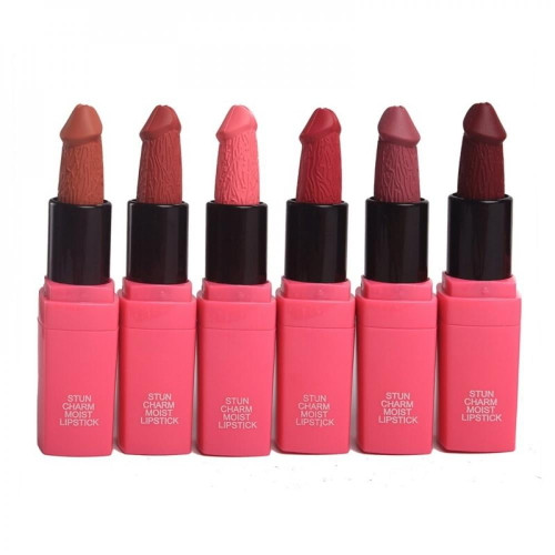 Red Lip Matte Lipstick Waterproof 12 Colors Penis Shape Lips Makeup Lipstick Mushroom Long Lasting Moisture Cosmetic Lipstick