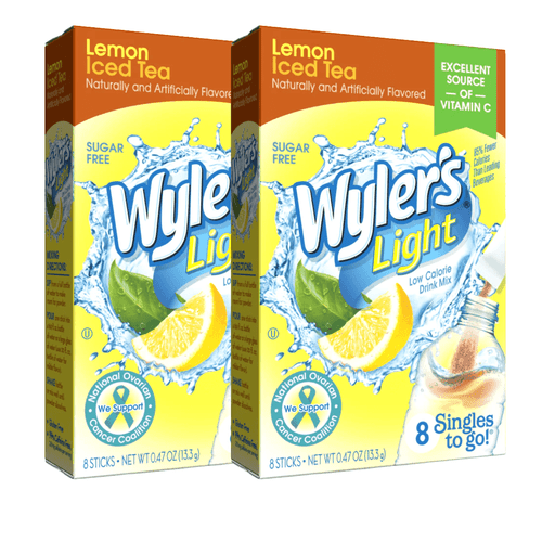 Wyler's Light Singles To Go Powdered Drink Mix Lemon Iced Tea Flavor Water Enhancer Sugar-free Good Source Of Vitamin C Fruity Beverages Easy To Prepare Water - 8 Sticks Each 2 Boxes 16 Total Servings