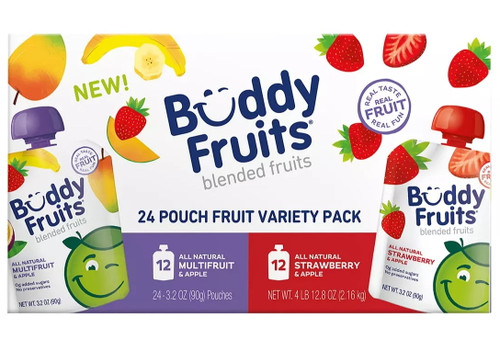 Buddy Fruits Blended Fruit Pouches Variety Pack, 24 Ct.