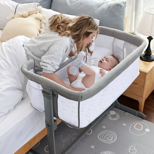 Tcbunny 2-in-1 Baby Bedside Bassinet, Adjustable Bassinet Sleeper Portable Crib Bed For Babies, Girls, Boys, Infant, Newborn