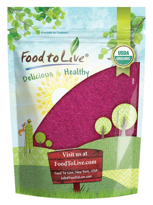 Organic Red Dragon Fruit Powder, 0.25 Pounds — Non-gmo, Vegan, Raw — By Food To Live