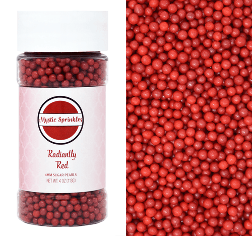 Mystic Sprinkles Radiantly Red 4mm Sugar Pearls 4 Ounce Bottle