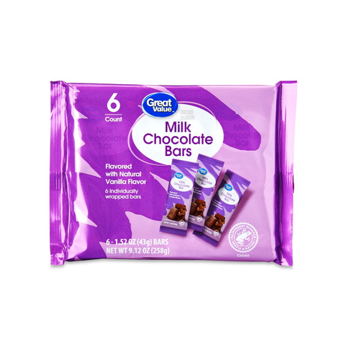 Great Value Milk Chocolate Bars, 1.52 Oz, 6 Count