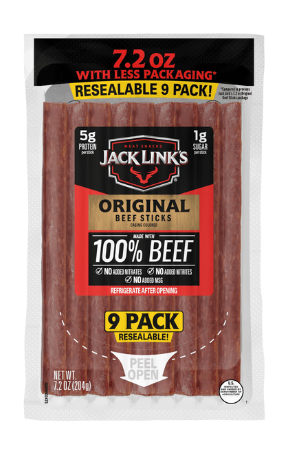 Jack Links Beef Sticks, Original. Meat Snack Multipack, 7.2oz