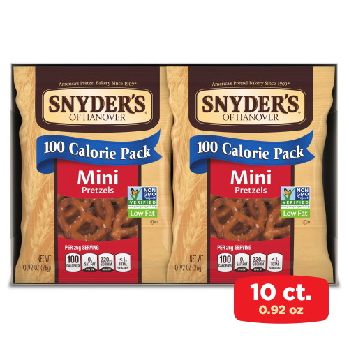 Snyder's Of Hanover Mini Pretzels, 100 Calorie Individual Packs, Multipack 10 Ct