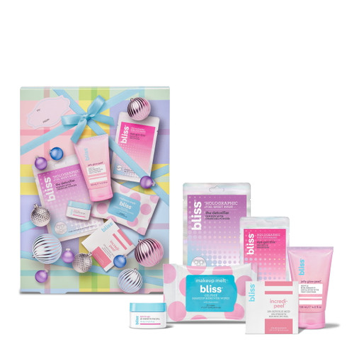 Bliss Ultimate At-home Facial Skin Care Holiday Gift Set Kit, 6 Pieces