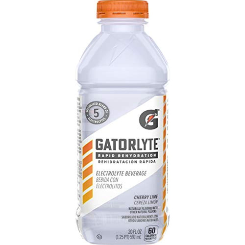 Gatorlyte Rapid Rehydration Electrolyte Beverage, Cherry Lime, 20oz Bottle