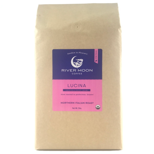 River Moon Coffee, Lucina Whole Bean Espresso Medium Roast, 5 Lbs., Organic, Non-gmo, 100% Arabica