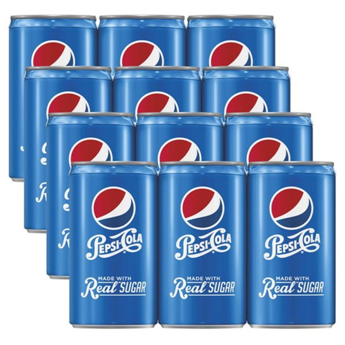 Pepsi Real Sugar Soda 7.5oz Mini Cans, Quantity Of 24