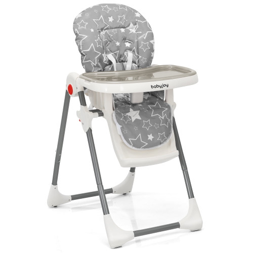 Babyjoy Folding Baby High Chair Dining Chair W/ 6-level Height Adjustment Gray