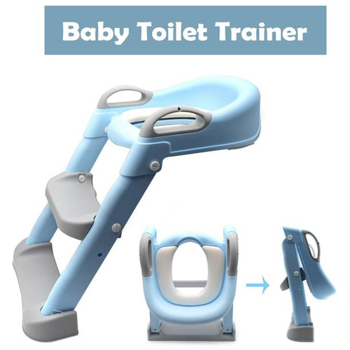 Httmt- Blue Toddler Potty Training Seat Ladder Step Toilet Girl Chair Infant Kids Bathroom Trainer [p/n: Et-baby002-blue]