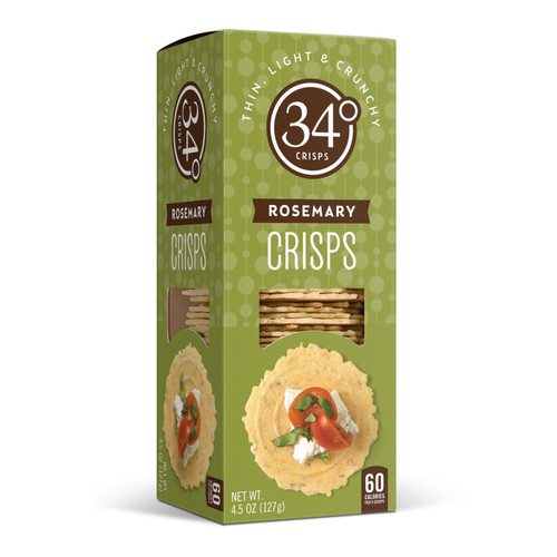 34 Degrees Crackers, Rosemary Entertaining Crisps, 4.5 Oz
