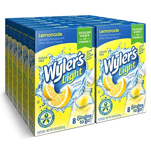 Wyler's Light Lemonade Singles To Go Powder Packets, Water Drink Mix, 96 Single Servings, (pack Of 12)
