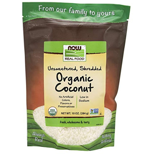 Now Natural Foods, Organic Coconut, Unsweetened And Shredded, No Added Colors, Flavors Or Preservatives, 10-ounce (packaging May Vary)