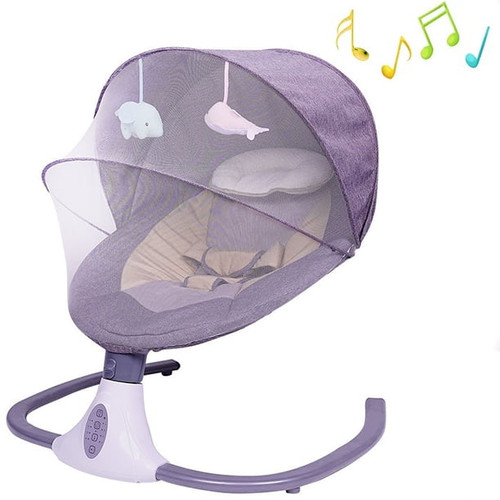 Electric Smart Baby Swing Seat Infant Portable Remote Control Baby Swing Seat Bluetooth Music Swing Seat With 4 Speeds Motion And 12 Preset Lullabies,includes Remote Control,gray