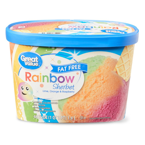 Great Value Fat Free Rainbow Sherbet, 48 Fl Oz