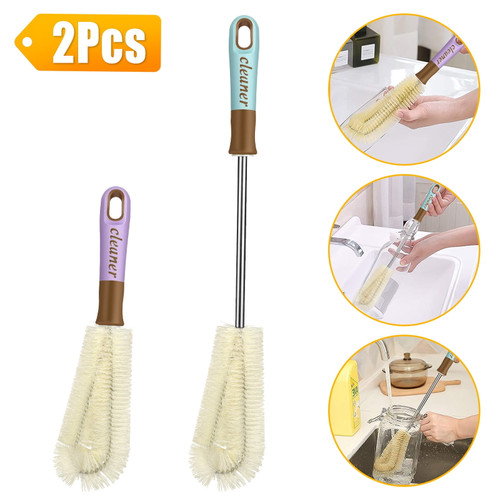 2pcs Water Bottle Brushes, Tsv Bottle Brush Cleaner With Durable Handle, Long Handle Bottle Cleaner For Washing Narrow Neck Beer Bottles, Sports Water Bottles With Straw Brush, Lid Cleaner Brushes