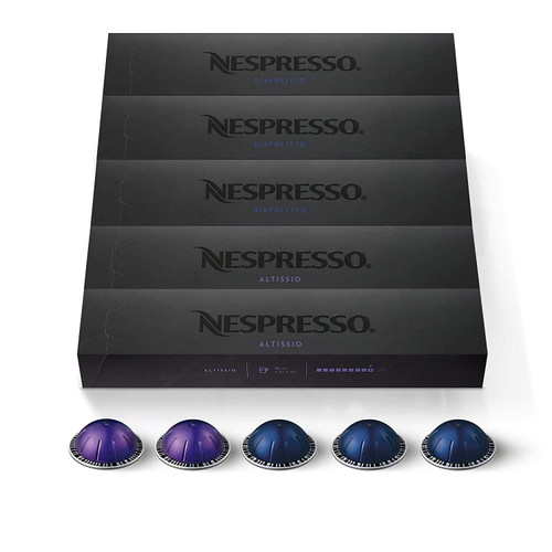 Nespresso Capsules Vertuoline, Espresso Variety Pack, Medium And Dark Roast Espresso Coffee, 50 Count Coffee Pods, Brews 1.35 Oz