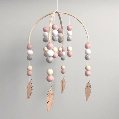 Coutexyi Baby Crib Mobile Nordic Style Wooden Wind Chime Nursery Decoration