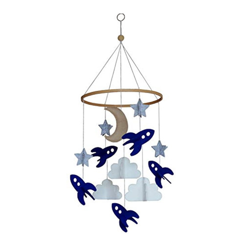 Famure Baby Crib Mobile Spaceships Stars Clouds Moon 100% Felt Nursery Decor