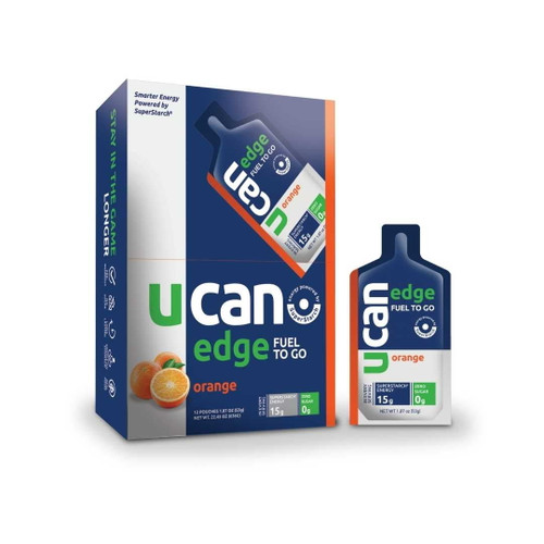 Ucan Edge Fuel To Go - Energy Gels For Running, Cycling, And Training - Sports Nutrition And Endurance Supplements, Sugar Free, No Caffeine - Blood Orange Flavor - 12, 3oz Packets