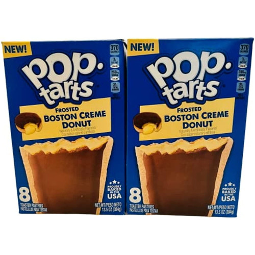 Boston Creme Donut Frosted Pop Tarts, Two 13.5oz Boxes (8 Toaster Pastries In Each Box For A Total Of 16) 8 Count (pack Of 2)