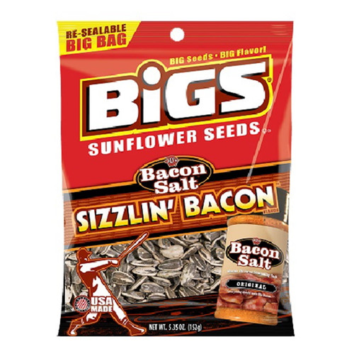 Product Of Bigs, Sunflower Seeds Bacon - Bag, Count 12 (5.35 Oz) - Sunflower Seeds / Grab Varieties & Flavors
