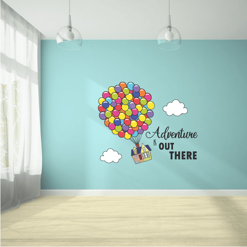 Adventure Balloon House Up Movie Cartoon Quotes Decors Wall Sticker Art Design Decal For Girls Boys Kids Room Bedroom Nursery Kindergarten Home Decor Stickers Wall Art Vinyl Decoration (8x10 Inch)