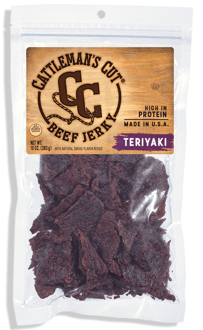 Cattleman's Cut Teriyaki Beef Jerky, High Protein Snack, 10 Ounces