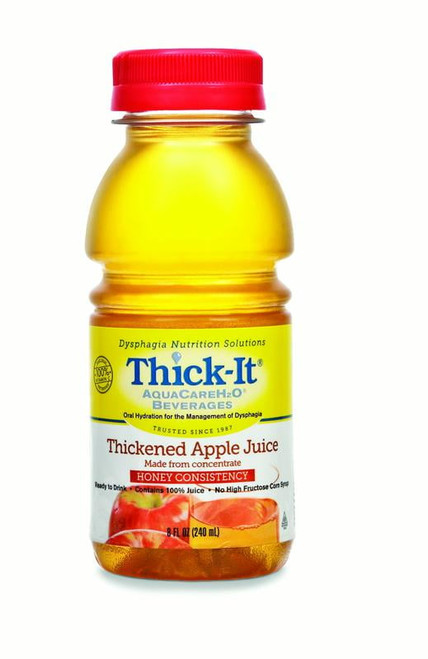 Thick-it Aquacareh2o Thickened Beverage 8 Oz. Bottle Apple Flavor Ready To Use Honey Consistency, B457-l9044 - Case Of 24
