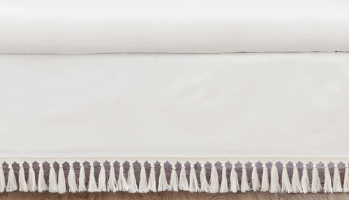 Boho Fringe Ivory Dust Ruffle Crib Skirt By Sweet Jojo Designs