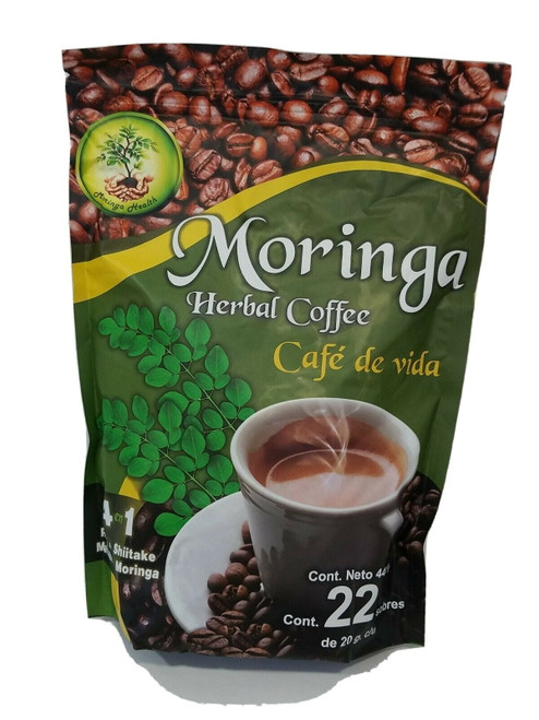 Moringa Herbal Coffee - Café Herbal Con Moringa - 22 Bags 440grs Cafe De Vida
