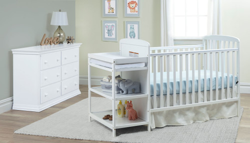 Suite Bebe Ramsey 3-in-1 Convertible Baby Crib And Changer With White Finish