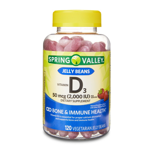 Spring Valley Vitamin D3, 50 Mcg (2,000 Iu) Vegetarian Jelly Beans Supplement, 120 Count