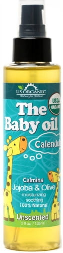 Organic, The Baby Oil, Unscented, With Calendula, Jojoba, Olive Oil, And Vitamin E, Da Certified Organic, 5 Oz