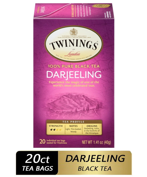Twinings Of London Darjeeling 100% Pure Black Tea Bags, 20 Count, 1.41 Oz