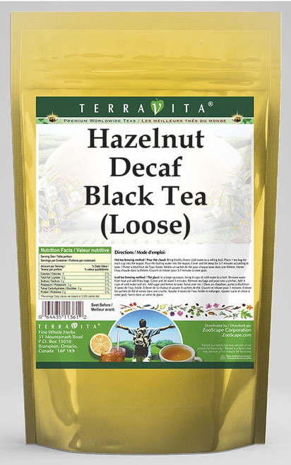 Terravita Hazelnut Decaf Black Tea, (hazelnut Decaf,loose Leaf Black Tea, 4 Oz, 1-pack, Zin: 530372)